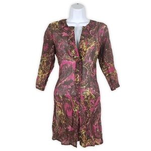 Athleta Brown Paisley Silk Blend Swim Beach Cover